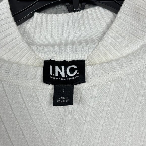 I.n.c. International Concepts Womens Detail Ribbed Mock Neck Sweater White Large - Picture 7 of 11